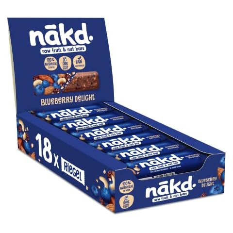 Blueberry Muffin Natürliche Obst- und Nussriegel - Vegan - Glutenfrei - natürlicher Snack, 35 g (18 pro Packung) Cover