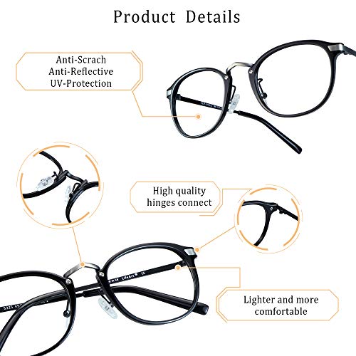 Image of LifeArt Blue Light Blocking Computer Glasses,Stylish Reading Glasses for Women /Men,Transparent Lens Filter UV Light 400,Reduce Eyestrain (5325 c2, 1.00 Magnification)