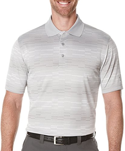 PGA TOUR Men's Golf Performance Short Sleeve Gradient Striped Jacquard Polo Shirt