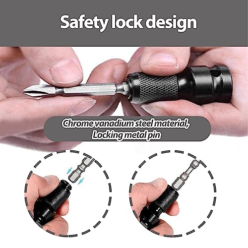 UAIAGM 2PCS 1/2 to 1/4 Socket Adapter Converter Impact Wrench Drill Bit Set Conversion Head for Driver Electric Screwdriver Chuck Adapter Hex Drive Accessories for Air Hammer 1/2 Inch to 1/4 Inch