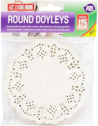 125 x WHITE ROUND LACE DOYLEYS - 11.5cm/4.5" quality disposable paper mats great for entertaining and parties