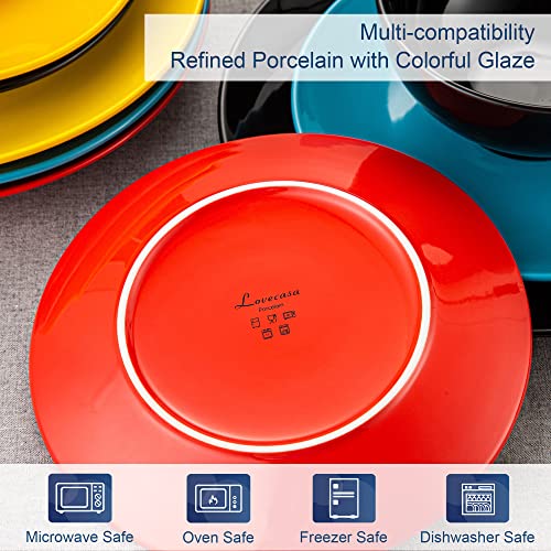 Porcelain Dinnerware Set Service For 4, 16-Piece Dishes Sets, Lovecasa Microwave Safe Plates And Bowls Sets, Ceramic Plates, Multicolour #TOP4