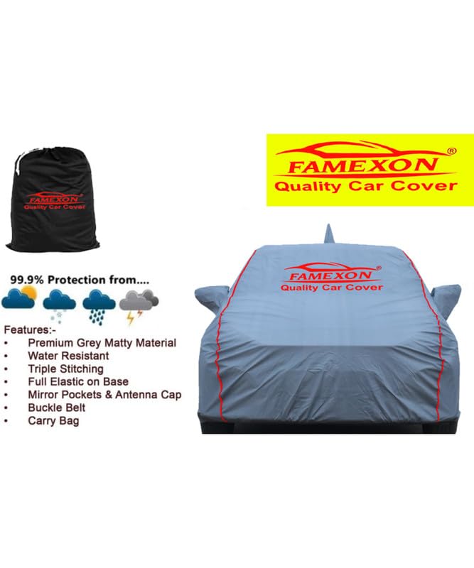 Image of Waterproof Car Body Cover Compatible for Baleno with Mirror Pockets, Scratchproof Car Cover Red Pipein Design Dust-Proof Sun Protection (Grey) LGWP6252