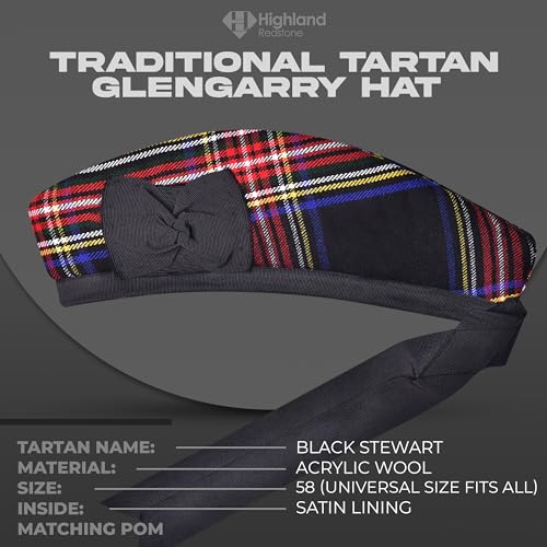 Image of Glengarry Cap-Traditional Scottish Hat, Acrylic Wool Tartan Glengarry hat, Kilts /Bagpipes Accessories