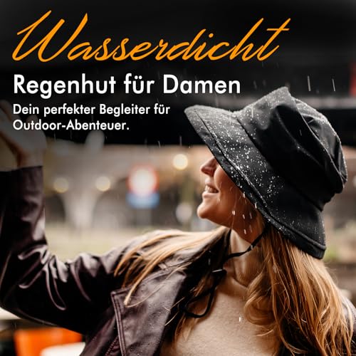 Comhats Damen Faltbarer Regenhut Sonnenhut wasserdichte Mütze mit breite Krempe UPF50+ Schwarzblau