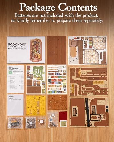 ROBOTIME Book Nook Model Kits for Adults - Corner Study, DIY Booknook 3D Wooden Puzzle Bookend Bookshelf Decoration Craft Gifts for Adults and Teens - Cosy Home Interiors ROBOTIME Book Nook Model Kits for Adults - Corner Study, DIY Booknook 3D Wooden Puzzle Bookend Bookshelf Decoration Craft Gifts for Adults and Teens - Image 8