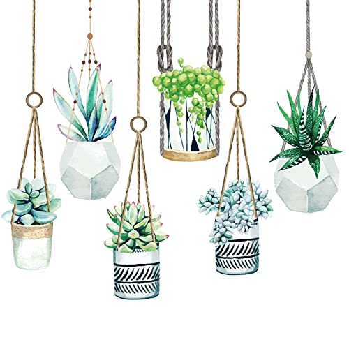 6 Fensteraufkleber Hänge-Pflanzen auf klarer Folie I 6er Set I...