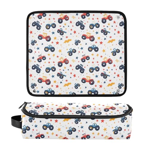 Bolsa de viaje para herramientas de cabello resistente al calor con diseño de bandera y estrellas, ideal para planchas, rizadores y organizador portátil miniatura 3