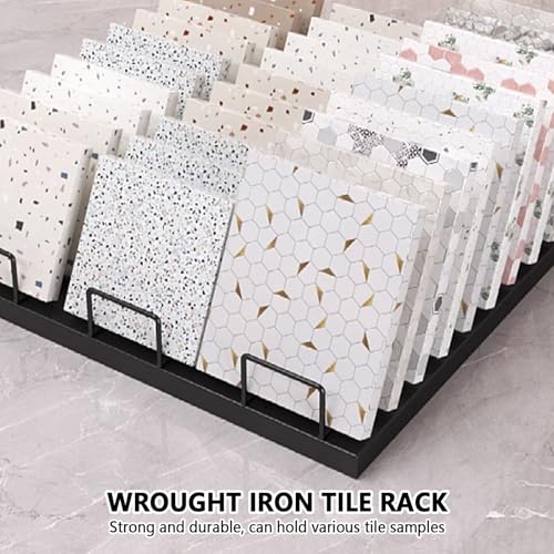 Présentoir d'échantillons en métal et bois beige – Étagères de sol et de table pour magasins de détail et salons professionnels, support de rangement pour matériaux de construction
