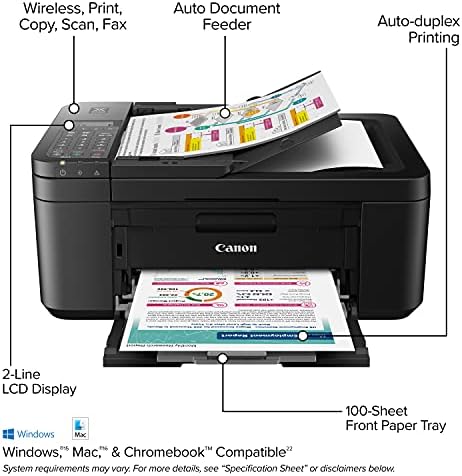 Canon PIXMA TR4720 - All-in-One Wireless Printer for Home Use, Print, Copy, Scan, and Built-in Fax, with Auto Document Feeder, Mobile Printing, Black — view 3