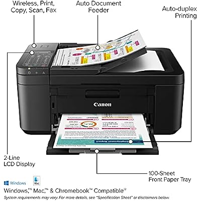 Canon PIXMA TR4720 All-in-One Wireless Printer - Home Use, Auto Document Feeder, Mobile Printing, Built-in Fax - Black & Canon PG-275/CL-276 Multi Pack & PG-275 Black Ink Tank