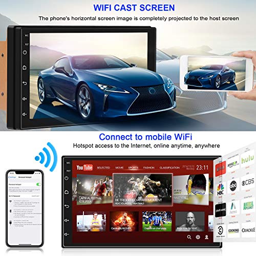 ANKEWAY Nuovo 7 Pollici Android RDS Autoradio 2 DIN con Bluetooth/WiFi/GPS Navigation, 1080P HD Touch Screen Car Audio Bluetooth Car Stereo con WiFi Tethering Internet+Mirrorlink+Telecamera Posteriore