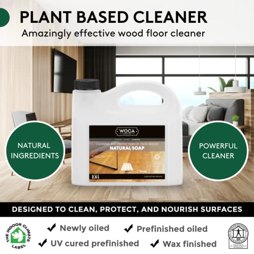 WOCA Natural Soap- Natural 5L - Concentrated Wood Cleaner for oil finished hardwood floors, tables, millwork, cutting boards, countertops and butcher block