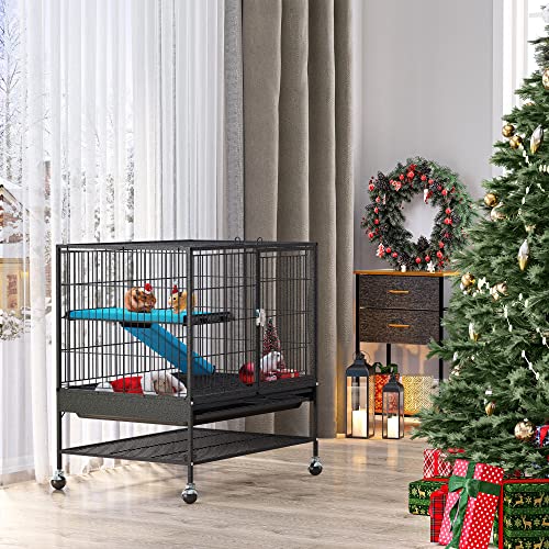 Yitahome Metal 2-Tiers Small Animal Cages For Adult Rats/Rabbit/Ferret/Chinchilla/Cats/Guinea Pig/Large Hamster Indoor Critter Nation Cage Single-Story #TOP2
