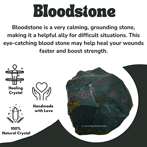 Image of Amazing Gemstone Bloodstone Raw Crystals and Healing Stones, Natural Rocks for Tumbling and DIY Raw Stones and Crystals (5 Pieces)
