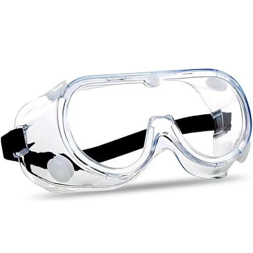 Anti-Fog Safety Goggles – Clear Wide-Vision Eye Protection with Adjustable Strap, Chemical Splash Resistant for Lab, Medical, Construction & Industrial Use