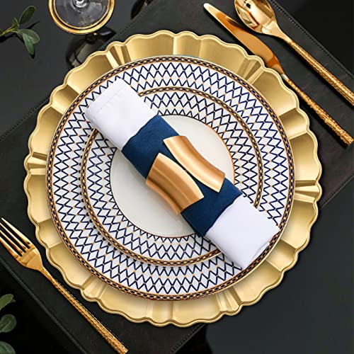 Cedilis 12 Pack Gold Plastic Charger Plates, 13 Inch Round Charger For Dinner Plate, Fluted Edge Charger Plates For Wedding Party Decoration #TOP5