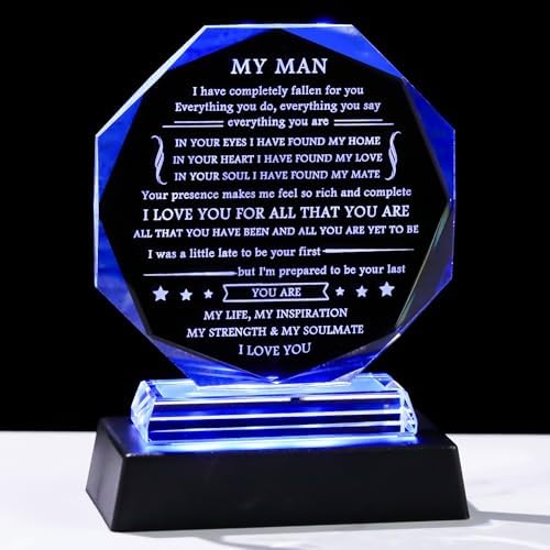 Movdyka to My Man Glass Plaque with LED Color-Changing Base & Eng...