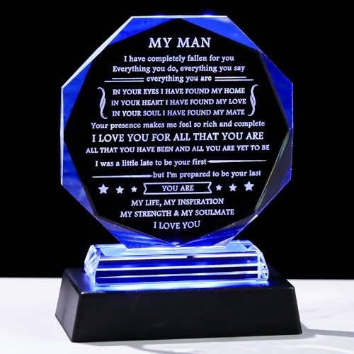 Movdyka to My Man Glass Plaque with LED Color-Changing Base