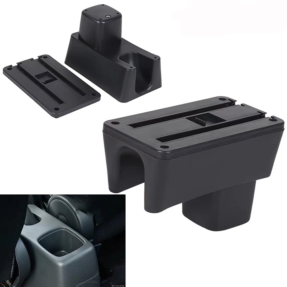 YJYWZH Compatible with Suzuki Swift Armlehnen 2005-2024 Schwarz Leder Armlehne Auto Mittelkonsole Aufbewahrungsbox Innenausstattung Nachrustteile | Mittelarmlehne für Mittelkonsole, PU-Leder, 4 USB + 2 USB-C, Handyablage, Doppelstauraum, verschiebbare Arm