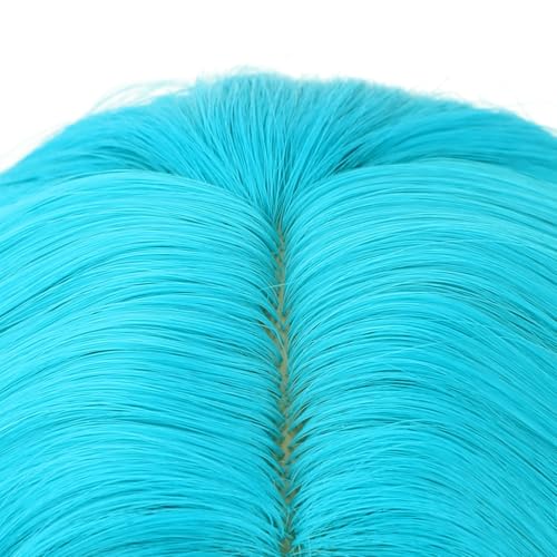 Image of PATTNIUM Girls Blue Green Short Curly Wavy Wigs Kids Side Part Shoulder Length Heat Resistant Synthetic Wig Halloween Cosplay Costume Party Wigs