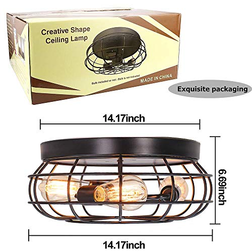 Jose2015 Semi Flush Mount Ceiling Light Fixture Vintage Industrial 3-Light Rustic Metal Cage Ceiling Lighting For Hallway Bedroom Farmhouse Living Room Kitchen,Ul Listed-No Bulbs thumb #1