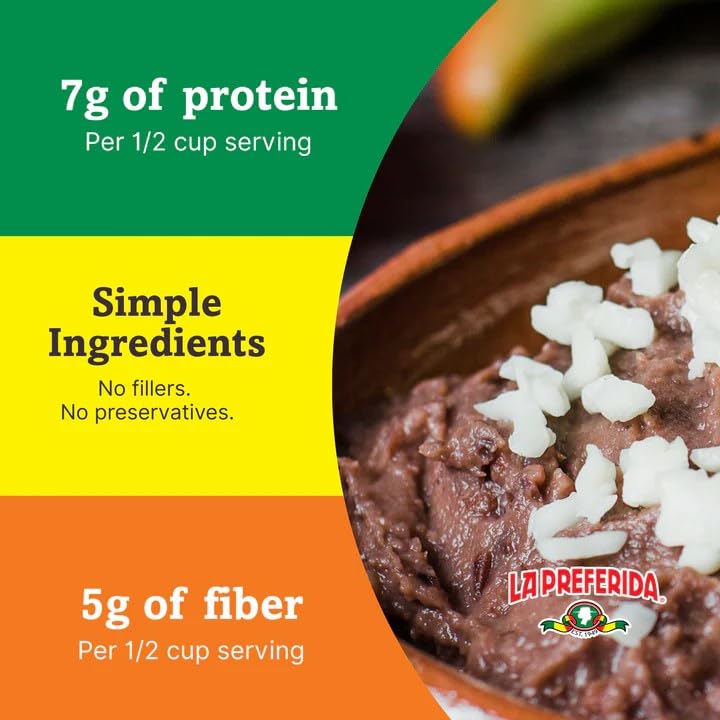 Image of La Preferida Authentic Mexican Style Beans, Refried Black Beans Made with Lard, Ready to Eat Side Dish, High Fiber and Protein Beans, Refried Black Beans, 16 Ounce (Pack of 3)