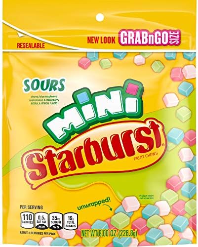 STARBURST Minis Sours Candy bag, 8.0 Ounce (Pack of 8)