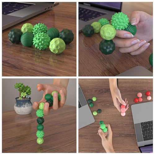 8PCS Magnetic Fidget Balls (8 Stück), Magnetkugeln Stressball Silikon Magnetische Sensorik Bälle Spielzeug, Sensorisches Spielzeug Anti Stress Stimming Sensory Fidget Toys für Erwachsene ADHS (Green)