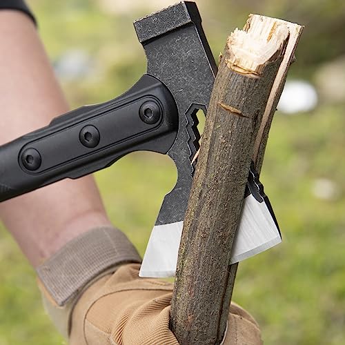 TESCOACH Camping Axe 10.5inch Lightweight Hatchet 3in1, Ergonomic Grip, Protective Carrying Sheath (1.25lb)