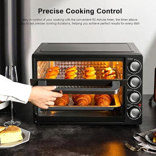 Generico Forno di convezione 40L, Minino Elettrico 1500W con Temp Regolabile 90-230C, 60 Min Timer, Pulizia di Pulizia Griglia a Vapore per la casa della Cucina