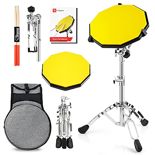 Drum Pad Stand Kit Practice Drum Pad Set 12 Inch Ultra Silent Drum Pad Practice Pad Bundle With Snare Drum Stand, Real Feel Silicone Pad For Beginners By Vangoa #TOP29