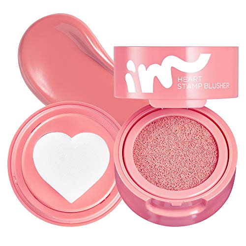 I'M MEME I'M Heart Stamp Blusher | Blendable Cushion Blush with a Matte Finish | 003 Blushed Pink | Teen Girl Stuff | K-Beauty