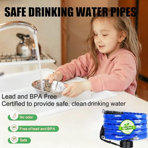 Image of 15 FT Electrically Heated Water Hose for 5 /8 inch Inner Diameter,Antifreeze to -20F /-28C with Energy-Saving Thermostat & 3 /4 inch Adapter Garden /RV /Camper /Livestock /Agriculture /Kennels