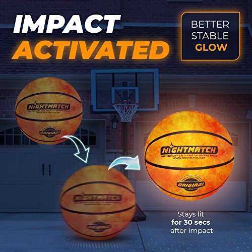 Nightmatch Waterproof Size 7 Led Light Up Basketball - Durable Glow In The Dark Basketball With 2 Leds - 6 Extra Batteries & 1 Pump - Unending Nighttime Fun With Glow Basketball - Gifts For Kids #TOP1