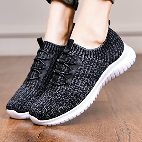 TIOSEBON Women's Lightweight Casual Walking Athletic Shoes Breathable Running Slip-On Sneakers for Jogging Workout 8.5 US Deep Gray