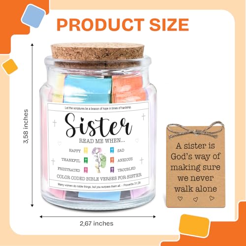 Image of NewEleven Inspirational, Birthday Gift For Sister, Sisters In Law, Soul Sis - Sisters Gifts From Sister, Brother, Friend, Family - Bible Verse Jar
