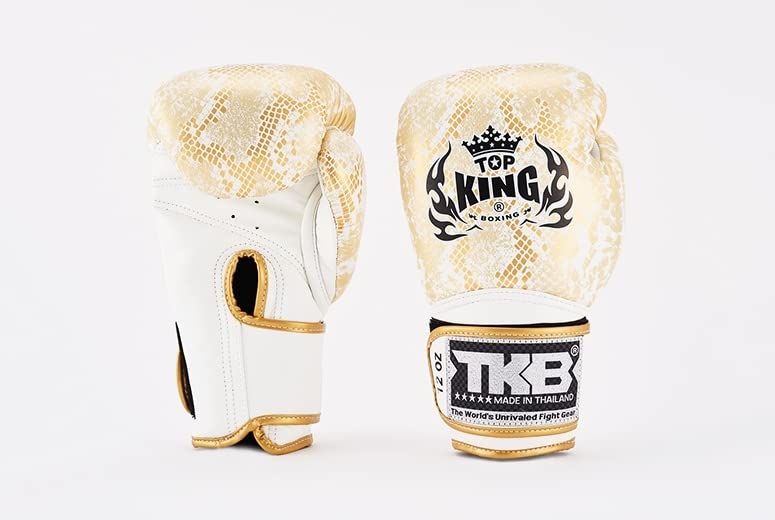 TOPKING ボクシンググローブ ホワイト/ゴールド12oz BOXING GLOVES MUAY THAI SUPER STAR SNAKE TOP KING WHITE/GOLD 12OZ