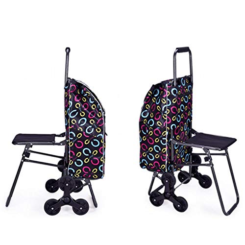 LICHUAN Einkaufstrolley Startseite Climb Treppen Einkaufswagen mit wasserdichtem Beutel Haushalt Trolly mit Sitz… – Bild 6