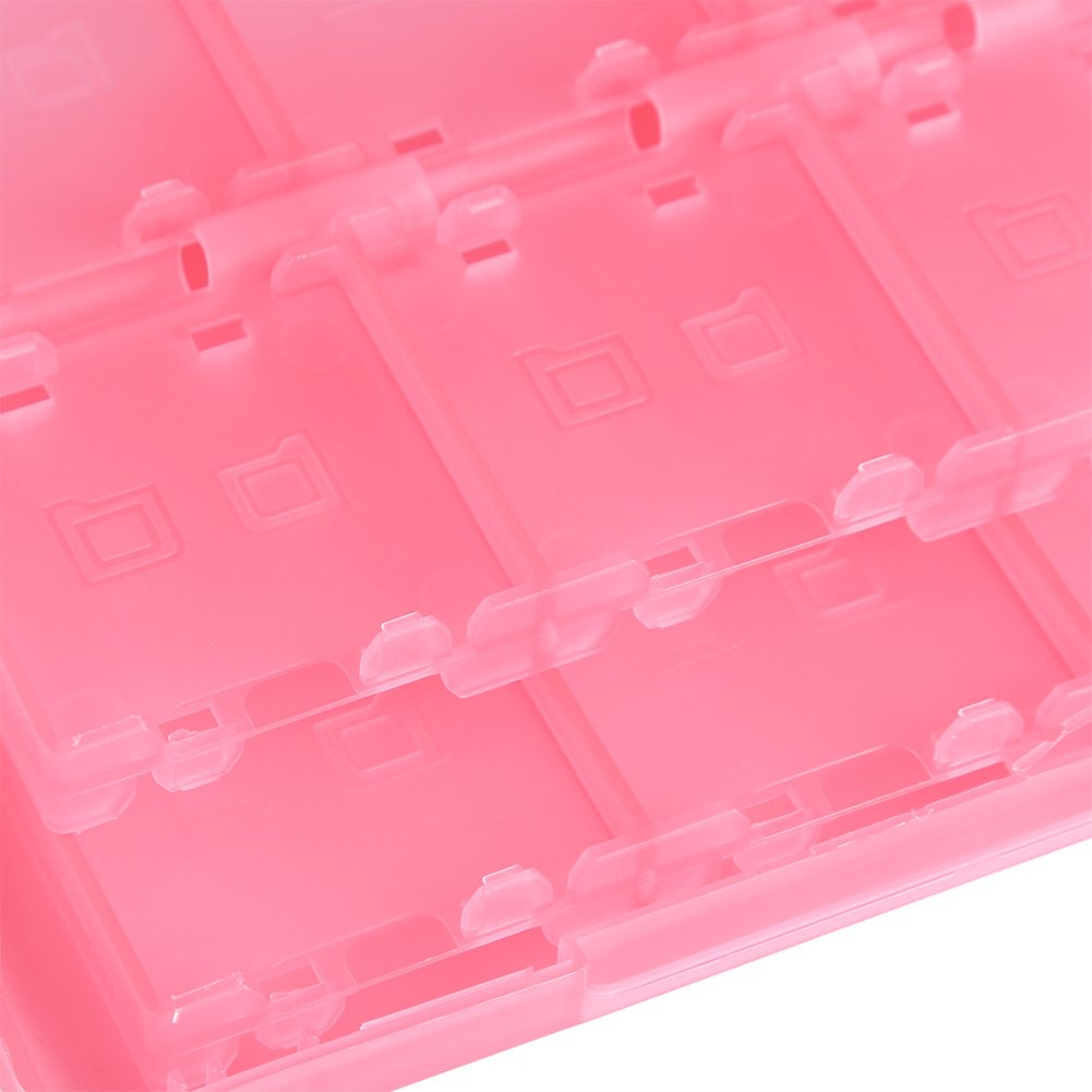 VIFER 28 en 1 Jeu Carte Mémoire Étui PP en Plastique Carte Cartouche Boîte de Rangement pour 3DS DSL DSI LL(Rose)