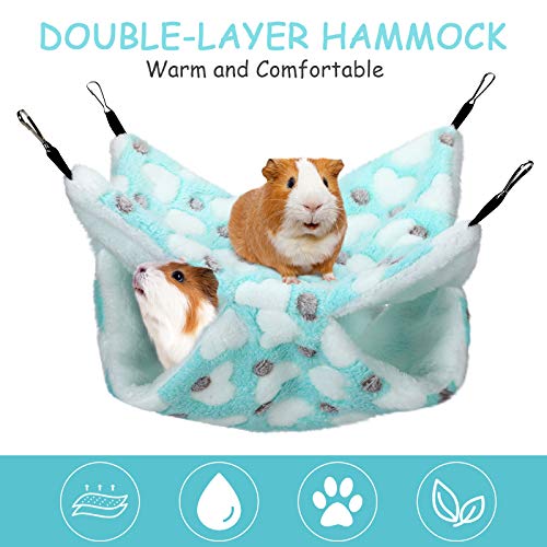 Image of Boao 2 Pcs Guinea Pig Rat Hammock for Pet, Mint Green, Pink, Heart Pattern