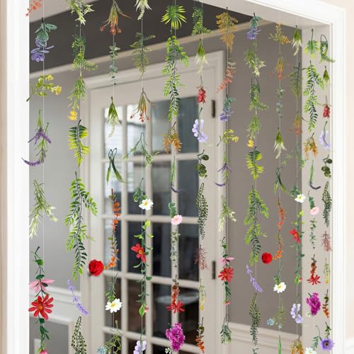 Image of Suncalla 12 Pcs 70.8 ft Wildflower Garland Pre Strung Artificial Hanging Flower Vine Backdrop Decor from Ceiling Floating Silk Floral Garland for Garden Wedding Bridal Shower(Wildflower,Multicolor)