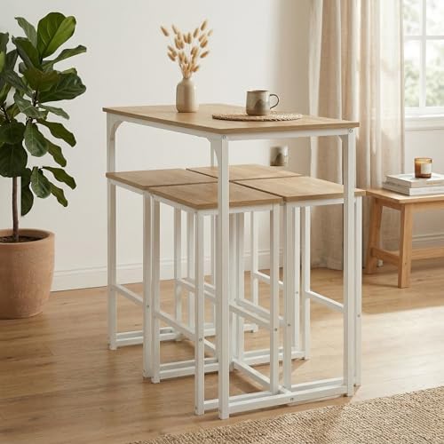 Table Bar 100x50 avec 4 Tabourets Gain de Place ZECIIYE