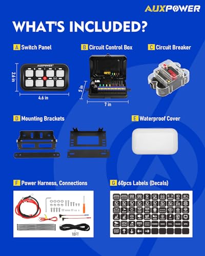 Auxpower Painel de interruptores de 8 gangues a28 com 3 modos de alternância painel de interruptores