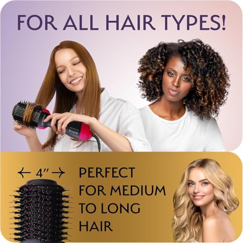 Image of Hot Air Brush For Hair || Hair Dryer for Woman, Hair Straightener, Volumizer, Blow Dryer, Styling Professional 4 In 1 Blow Drying Hair Styler for All Hairstyle