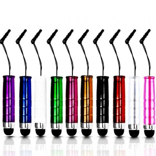 KING OF FLASH Capacitive/Resistive Touchscreen Mini Stylus Pens, Stylus on a String, Comes With 10 Different Colored Styluses (10 Mini Stylus)