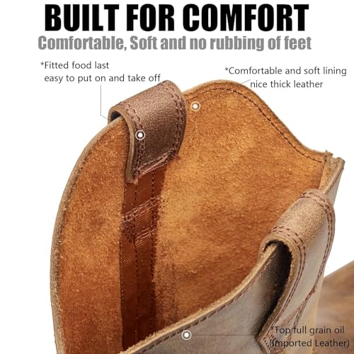 SUREWAY Mens Cowboy Western Boots,Pull On Square Toe Western Work Shoes,Soft Toe Work Boots for Men,Extremely Comfortable Durable Proved,Superior Oil/Slip Resistant,Thicker Imported Leather3