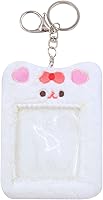 Vista 14 de JUMISEE Lindo soporte de tarjeta de fotos Kpop de felpa con llavero, funda de foto de oso de dibujos animados, protector de tarjeta de crédito