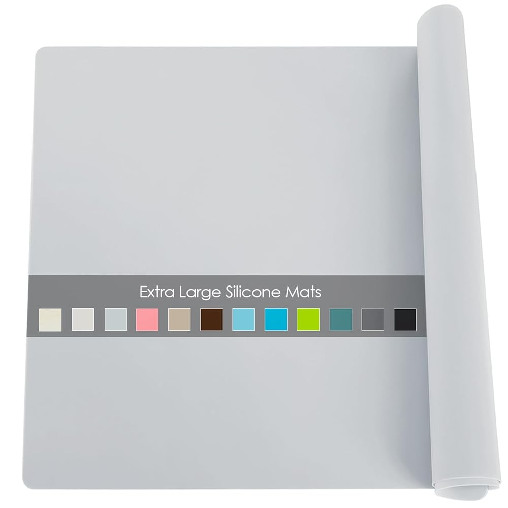 Extra Large Flexible Silicone Table Mats for Kids - Non-Slip, Waterproof, Heat Insulation Countertop Protector - Pastry Mat, 27.6\'\'x19.7\'\' Gray, 1Pcs