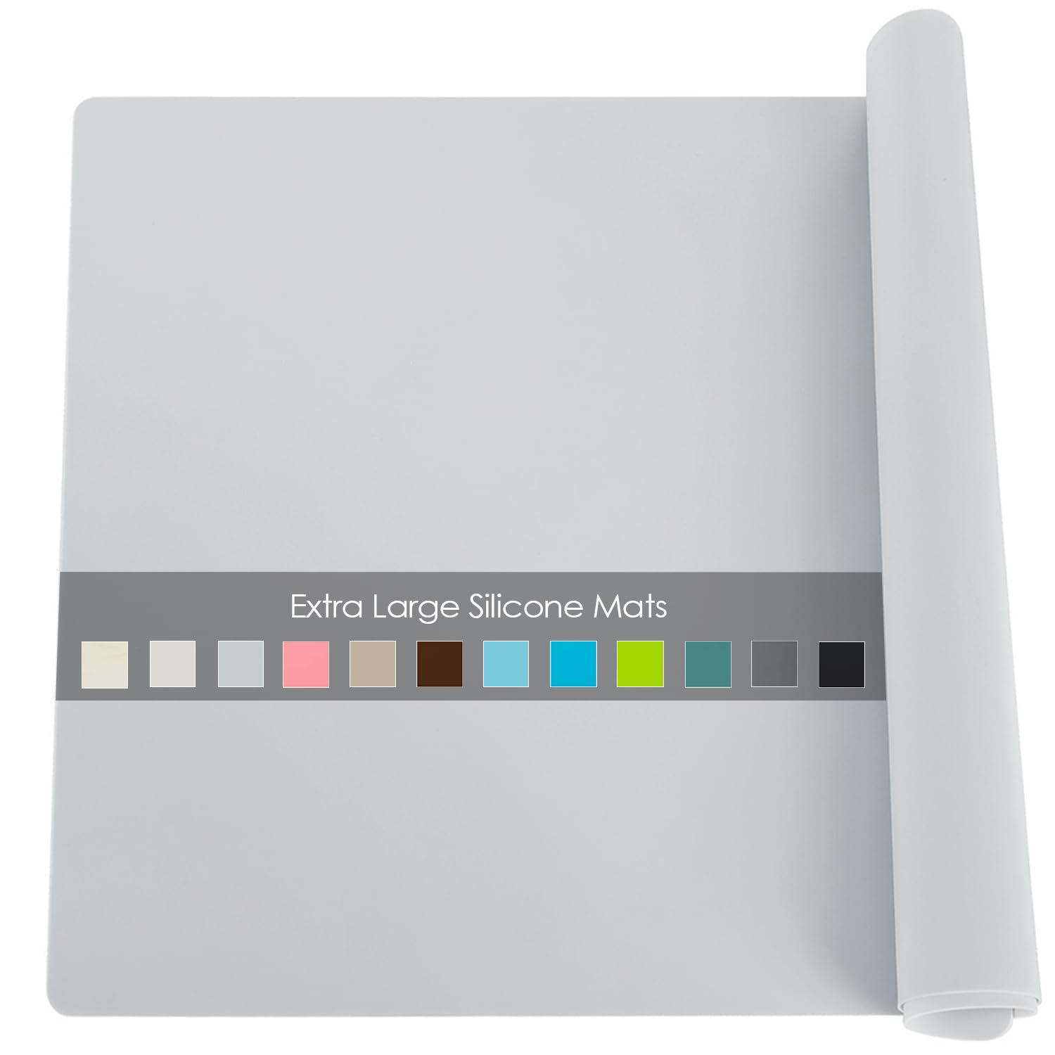 Extra Large Flexible Silicone Table Mats for Kids - Non-Slip, Waterproof, Heat Insulation Countertop Protector - Pastry Mat, 27.6''x19.7'' Gray, 1Pcs